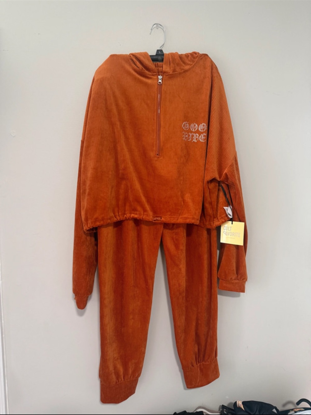 Kids Corduroy Half-Zip Pajama Set - Rust Orange